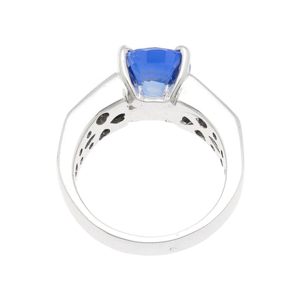 4.71 Carat Oval Unheated Sri Lankan Sapphire Tapered Baguette Diamond Engagement Ring-Time and Carat