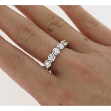 4.95 Carat Round Diamond Wedding Band Ring Fifteen Stone Prong Set-Time and Carat