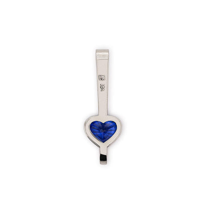3.50 Carat Heart Cut Sri Lanka Blue Sapphire Diamond Channel Set Bail 18K White Gold Drop Pendant