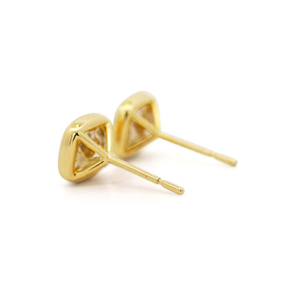 3.51ctw Fancy Light Yellow Cushion Bezel Stud Earrings 18K | EGL