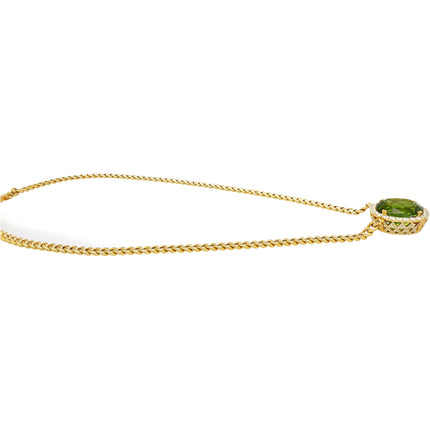 51 Carat Oval Cut Green Peridot Round Diamond Halo Pendant Necklace 18K White Yellow Gold Cuban Chain-Time and Carat