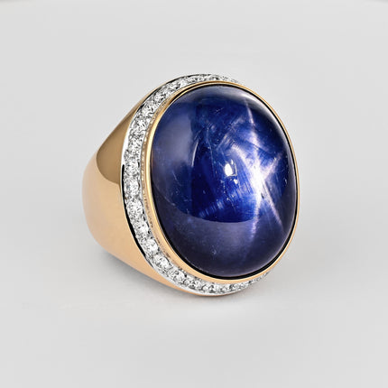 54.31 Carat No Heat Burma Star Blue Sapphire and Diamond Ring AGL Certified