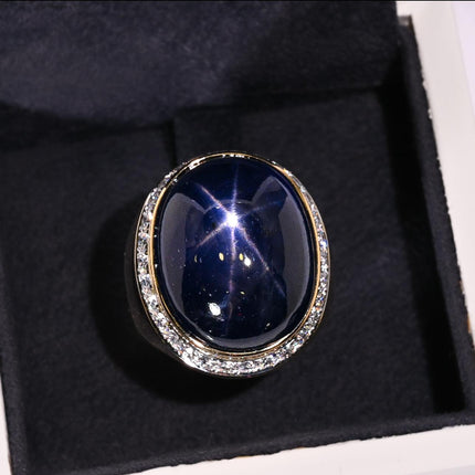 54.31 Carat No Heat Burma Star Blue Sapphire and Diamond Ring AGL Certified