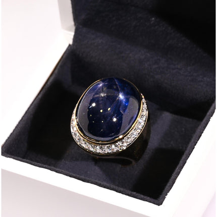 54.31 Carat No Heat Burma Star Blue Sapphire and Diamond Ring AGL Certified
