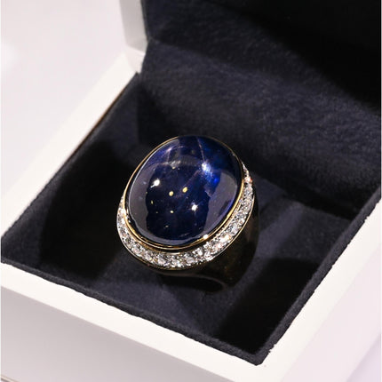 54.31 Carat No Heat Burma Star Blue Sapphire and Diamond Ring AGL Certified