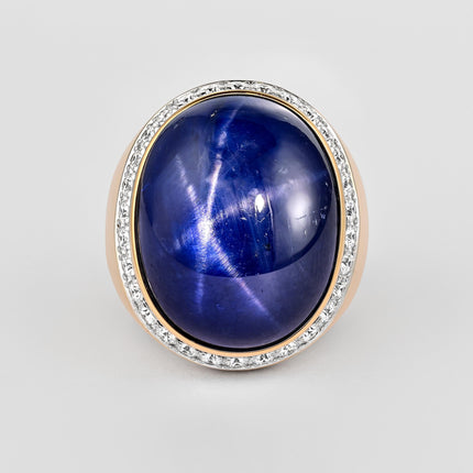 54.31 Carat No Heat Burma Star Blue Sapphire and Diamond Ring AGL Certified