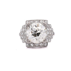 5.01 Carat Old European Cut Diamond Old Cut Diamond Halo Engagement Ring Antique Edwardian Platinum-Time and Carat