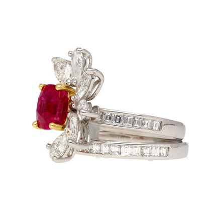 5.03 Carat No Heat Kashmir Sapphire Burma Ruby Diamond Toi Et Moi Detachable Stack Ring-Time and Carat