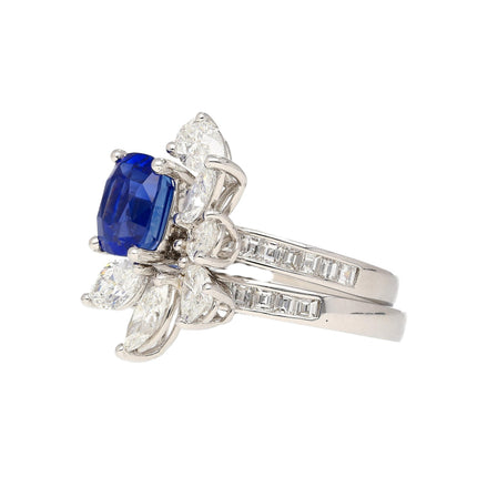 5.03 Carat No Heat Kashmir Sapphire Burma Ruby Diamond Toi Et Moi Detachable Stack Ring-Time and Carat