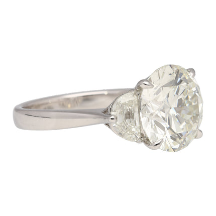5.03 Carat Round Brilliant Cut Diamond Half Moon Diamond Three Stone Ring 18K White Gold-Time and Carat
