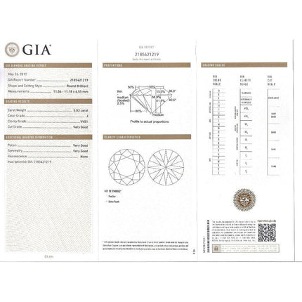 5.03 Carat Round Brilliant Cut Diamond Half Moon Diamond Three Stone Ring 18K White Gold-Time and Carat