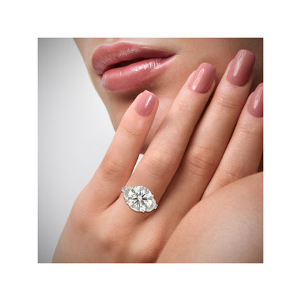 5.03 Carat Round Brilliant Cut Diamond Half Moon Diamond Three Stone Ring 18K White Gold-Time and Carat
