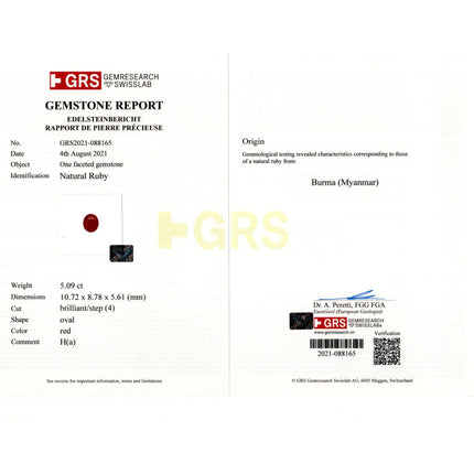 5.09 Carat Oval Cut Burmese Ruby Diamond Halo Ring 18K Gold-Time and Carat