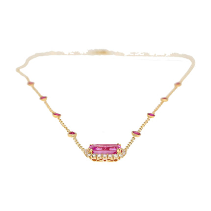 5.10 Carat No Heat Ceylon Pink Sapphire East West Floating Necklace