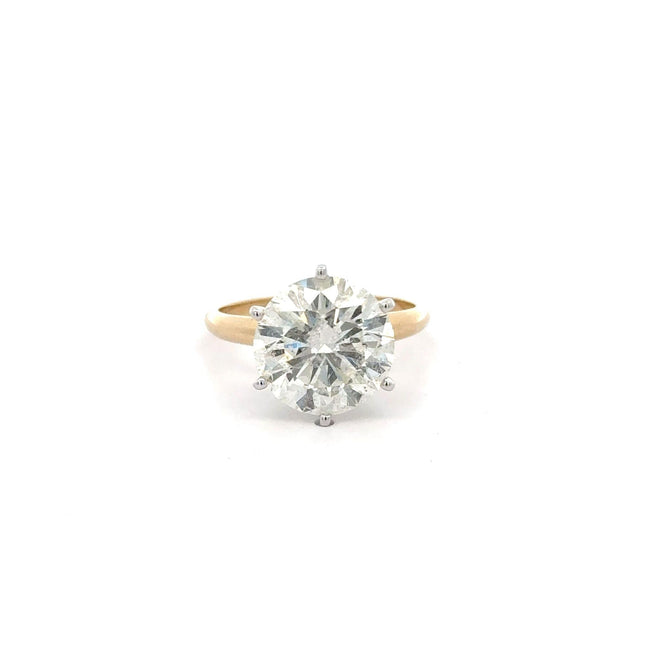 5.13 Carat Round Brilliant Diamond Solitaire Engagement Ring Two Tone Gold Six Prong-Time and Carat