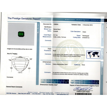 5.31 Carat Emerald Cut Brazilian Emerald Trillion Diamond Three Stone Ring-Time and Carat