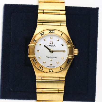 Pre-Owned Omega Constellation My Choice 18K Gold Mother of Pearl Dial Roman Numeral Bezel Ladies Quartz Watch Ref 1161