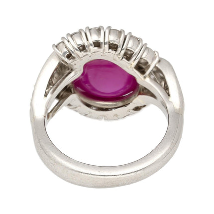 6.01 Carat Cabochon No Heat Vietnam Star Ruby Diamond Freeform Ring Vintage Platinum-Time and Carat