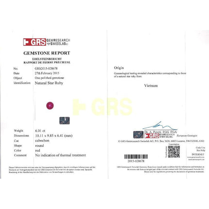 6.01 Carat Cabochon No Heat Vietnam Star Ruby Diamond Freeform Ring Vintage Platinum-Time and Carat