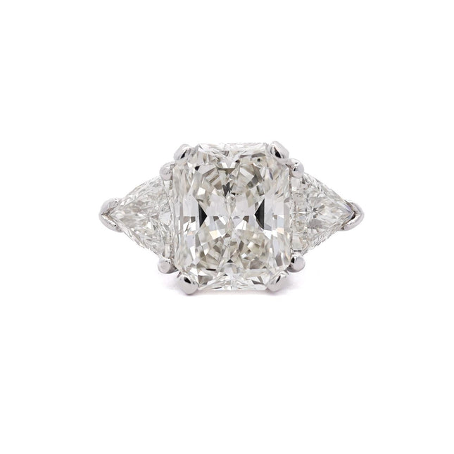 6.08 Carat Radiant Cut Diamond Trillion Diamond Three Stone Engagement Ring-Time and Carat