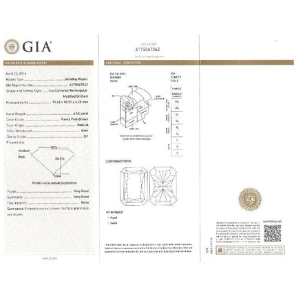 6.53 Carat Cut Corner Rectangular Fancy Pink Brown Diamond Ring-Time and Carat