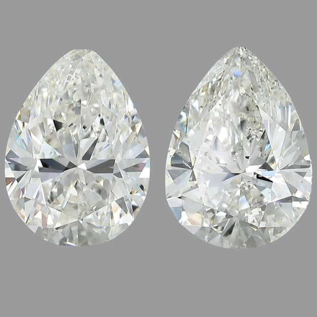 6.76 Carat Pair Of GIA Certified Pear Cut Diamonds - I Color SI1-SI2 Loose