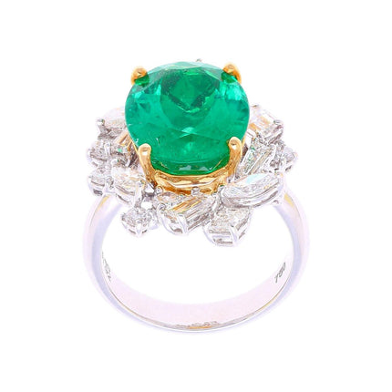 6.79 Carat Oval Cut Colombian Emerald Diamond Cluster Ring-Time and Carat