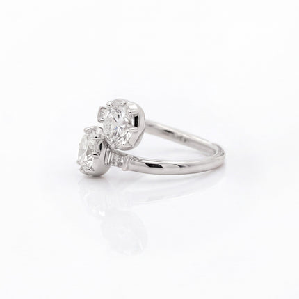 2.18ctw Cushion Diamond Toi et Moi Bypass Ring Platinum | GIA