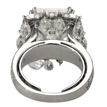 8.03 Carat Emerald Cut G Color VS1 Diamond Briolette Round Diamond Ring-Time and Carat