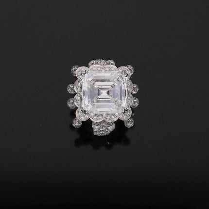 8.03 Carat Emerald Cut G Color VS1 Diamond Briolette Round Diamond Ring-Time and Carat