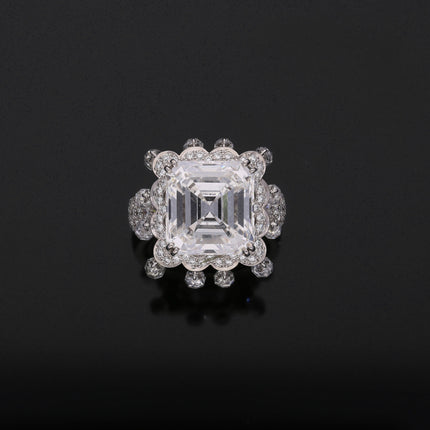 8.03 Carat Emerald Cut G Color VS1 Diamond Briolette Round Diamond Ring-Time and Carat