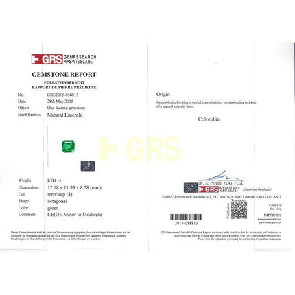 8.04 Carat Octagonal Emerald Cut Colombian Emerald Diamond Halo Ring-Time and Carat