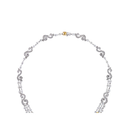 8.12 Carat Radiant Cut Fancy Yellow Diamond White Diamond Necklace 18K White Yellow Gold Two-Tone 50 Carat Total-Time and Carat