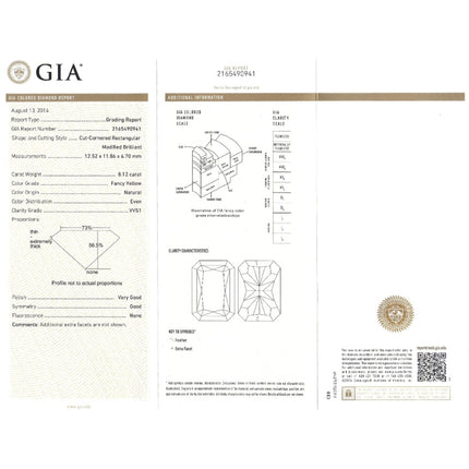 8.12 Carat Radiant Cut Fancy Yellow Diamond White Diamond Necklace 18K White Yellow Gold Two-Tone 50 Carat Total-Time and Carat