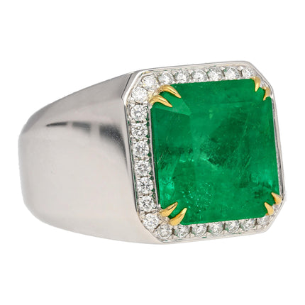 8.23 Carat Colombian Emerald & Diamond 18K Gold Mens Ring | GRS Certified