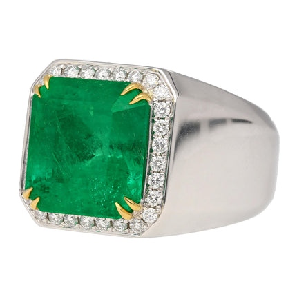 8.23 Carat Colombian Emerald & Diamond 18K Gold Mens Ring | GRS Certified