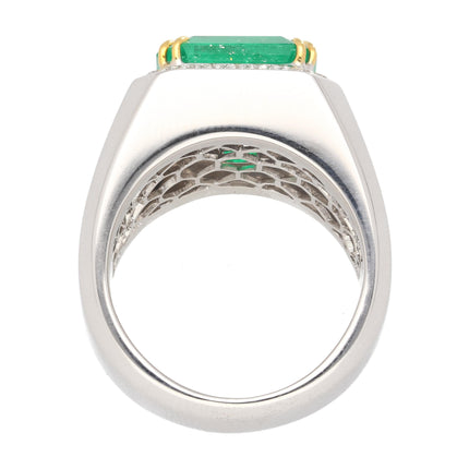 8.23 Carat Colombian Emerald & Diamond 18K Gold Mens Ring | GRS Certified