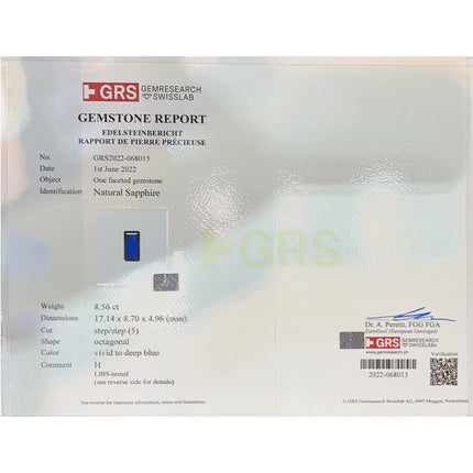 8.56 Carat Emerald Cut Blue Sapphire Trapezoid Diamond Art Deco Ring-Time and Carat