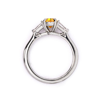 1.55ctw Fancy Vivid Yellowish Orange Diamond 3 Stone Ring Platinum | GIA