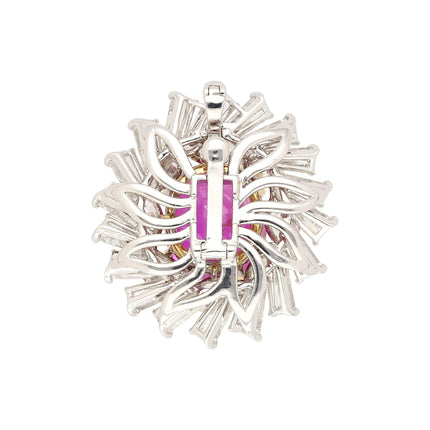 9.55 Carat Oval Cut No Heat Pink Sapphire Mixed Diamond Halo Detachable Ring Pendant 18K Gold-Time and Carat