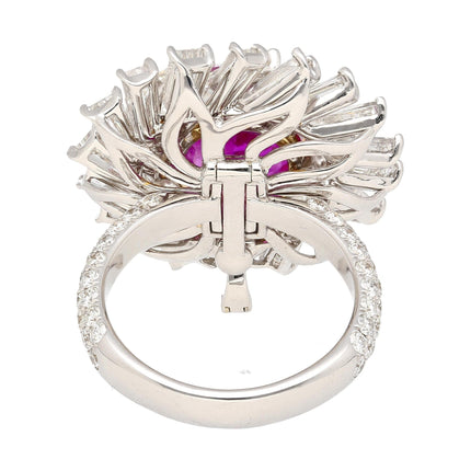 9.55 Carat Oval Cut No Heat Pink Sapphire Mixed Diamond Halo Detachable Ring Pendant 18K Gold-Time and Carat