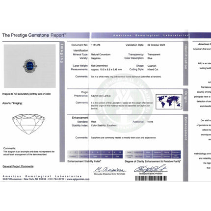 AGL Cert. 5 Carat Ceylon Blue Sapphire Art Deco Era Platinum Diamond Ring
