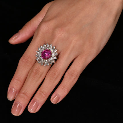 AGL Certified 9.55 Carat No Heat Burma Pink Sapphire Detachable Ring To Pendant