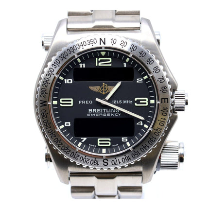 Breitling Emergency E56321 Titanium Black Dial Quartz Transmitter Watch Full Set-Time and Carat