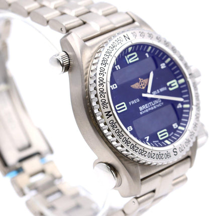Breitling Emergency E56321 Titanium Black Dial Quartz Transmitter Watch Full Set-Time and Carat