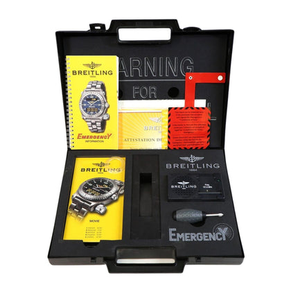 Breitling Emergency E56321 Titanium Black Dial Quartz Transmitter Watch Full Set-Time and Carat