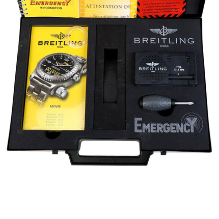Breitling Emergency E56321 Titanium Black Dial Quartz Transmitter Watch Full Set-Time and Carat