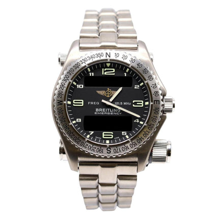 Breitling Emergency E56321 Titanium Black Dial Quartz Transmitter Watch Full Set-Time and Carat