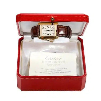 Cartier 18k Gold Tank Francaise Chronograph XL Watch-Time and Carat