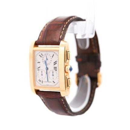 Cartier 18k Gold Tank Francaise Chronograph XL Watch-Time and Carat